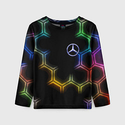 Детский лонгслив Mercedes - neon pattern