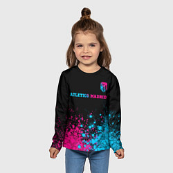 Лонгслив детский Atletico Madrid - neon gradient: символ сверху, цвет: 3D-принт — фото 2