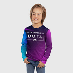 Лонгслив детский Dota gaming champion: рамка с лого и джойстиком на, цвет: 3D-принт — фото 2