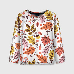 Лонгслив детский Осенний паттерн - листья, цвет: 3D-принт
