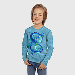 Лонгслив детский Синий дракон в форме цифры 8, цвет: 3D-принт — фото 2