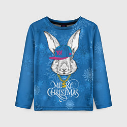 Лонгслив детский Merry Christmas, rabbit in cap, цвет: 3D-принт