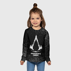 Лонгслив детский Assassins Creed с потертостями на темном фоне, цвет: 3D-принт — фото 2