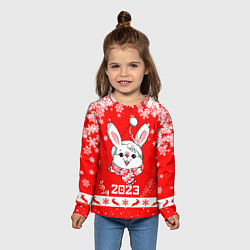 Лонгслив детский Праздничный кролик 2023, цвет: 3D-принт — фото 2