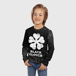 Лонгслив детский Black Clover с потертостями на темном фоне, цвет: 3D-принт — фото 2