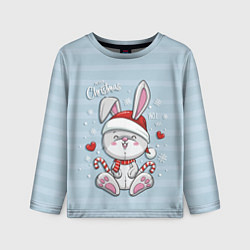 Лонгслив детский Рождественский кролик, цвет: 3D-принт
