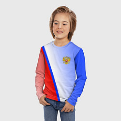 Лонгслив детский Россия полосы с гербом, цвет: 3D-принт — фото 2