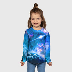 Лонгслив детский Космос - планета и яркая звезда, цвет: 3D-принт — фото 2