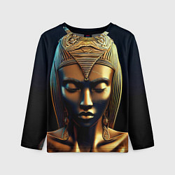 Лонгслив детский Нейросеть - золотая статуя египетской царицы, цвет: 3D-принт