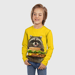 Лонгслив детский Голодный енот с бургером, цвет: 3D-принт — фото 2