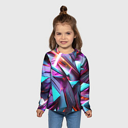 Лонгслив детский Осколки голубовато-металлические, цвет: 3D-принт — фото 2