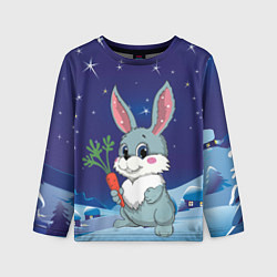 Лонгслив детский Кролик с морковкой, цвет: 3D-принт