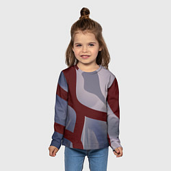 Лонгслив детский Красные и розовые волнообразные пластины, цвет: 3D-принт — фото 2