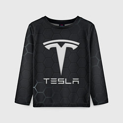 Лонгслив детский Tesla логотип - матовое стекло, цвет: 3D-принт