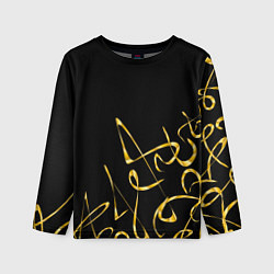 Лонгслив детский Золотая каллиграфия на черном фоне, цвет: 3D-принт