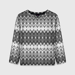 Детский лонгслив Серый геометрический полосатый орнамент