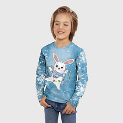 Лонгслив детский Зайка с гирляндой, цвет: 3D-принт — фото 2