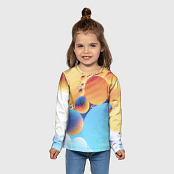 Лонгслив детский Абстрактные круги с разными красками, цвет: 3D-принт — фото 2