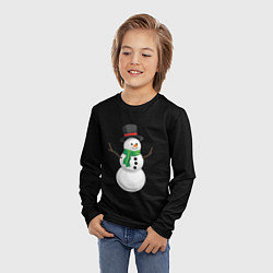 Лонгслив детский Новогодний снеговик с шарфом, цвет: 3D-принт — фото 2