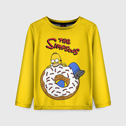 Лонгслив детский Гомер Симпсон ест пончик, цвет: 3D-принт