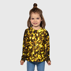 Лонгслив детский Золотой узор треугольники на черном фоне, цвет: 3D-принт — фото 2