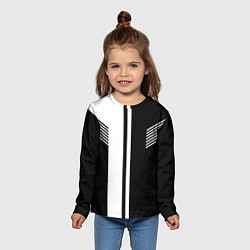 Лонгслив детский Чёрные и белые полоски, цвет: 3D-принт — фото 2