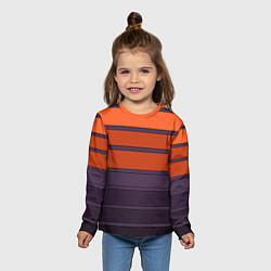 Лонгслив детский Полосатый фиолетово-оранжевый узор, цвет: 3D-принт — фото 2