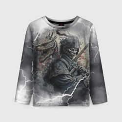 Лонгслив детский Дракон и самурай, цвет: 3D-принт