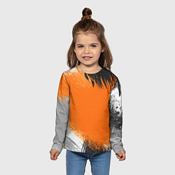 Лонгслив детский Желто-черный узор Мазки краски, цвет: 3D-принт — фото 2