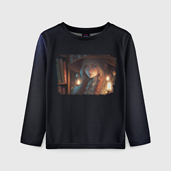 Лонгслив детский Девушка в библиотеке, цвет: 3D-принт