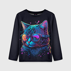 Лонгслив детский Кот неоновый, цвет: 3D-принт