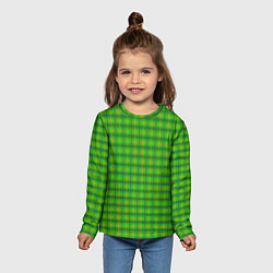 Лонгслив детский Шотландка зеленая крупная, цвет: 3D-принт — фото 2