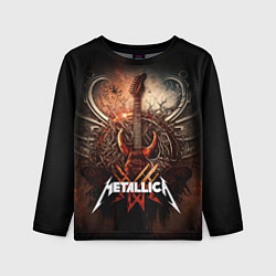 Лонгслив детский Metallica гитара и логотип, цвет: 3D-принт