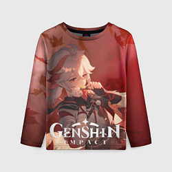 Лонгслив детский Кадзуха Каэдэхара в кленовых листьях, цвет: 3D-принт