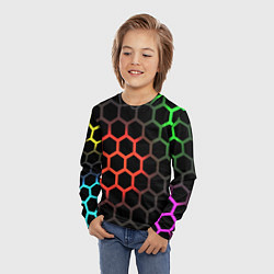 Лонгслив детский Gradient hexagon genshin, цвет: 3D-принт — фото 2
