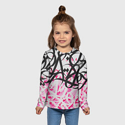 Лонгслив детский Черно-розовая каллиграфия, цвет: 3D-принт — фото 2