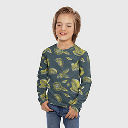 Лонгслив детский Лимоны в карандаше на сером фоне, цвет: 3D-принт — фото 2