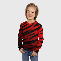 Лонгслив детский Красный градиент - языки пламени, цвет: 3D-принт — фото 2
