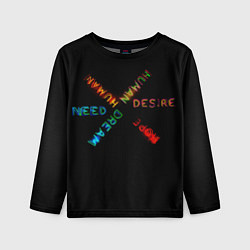 Лонгслив детский Желание, люди, мечта, надежда, цвет: 3D-принт