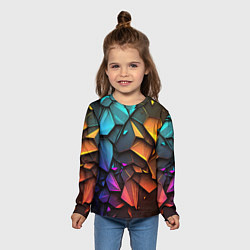 Лонгслив детский Неоновая абстрактная чешуя дракона, цвет: 3D-принт — фото 2