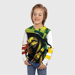 Лонгслив детский Раста Лев в каске, цвет: 3D-принт — фото 2