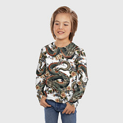 Лонгслив детский Тату японский дракон, цвет: 3D-принт — фото 2
