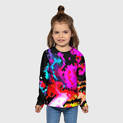 Лонгслив детский Pixel neon mosaic, цвет: 3D-принт — фото 2