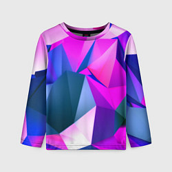 Детский лонгслив Neon blue polygons