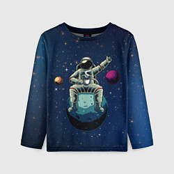 Лонгслив детский Космонавт с кружкой, цвет: 3D-принт