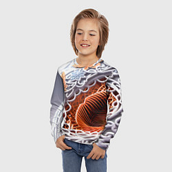 Лонгслив детский Бронзовые цветы-арт, цвет: 3D-принт — фото 2