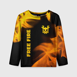 Лонгслив детский Free Fire - gold gradient: надпись, символ, цвет: 3D-принт