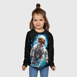Лонгслив детский Космонавт в голубой дымке, цвет: 3D-принт — фото 2