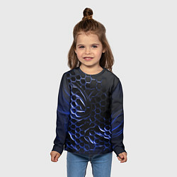 Лонгслив детский Синие объемные плиты, цвет: 3D-принт — фото 2