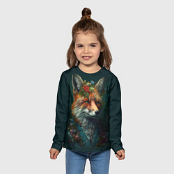 Лонгслив детский Лис в цветочной рубашке, цвет: 3D-принт — фото 2